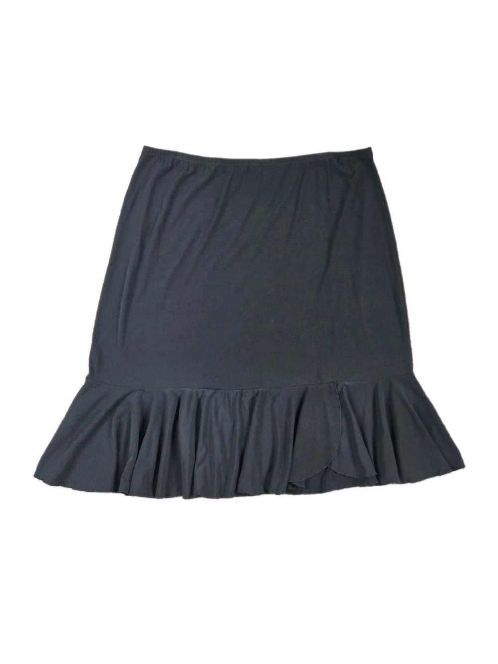 Oscar De La Renta Midi Skirt Sz XL Black Ruffle Hem Pull On Y2k Whimsigoth